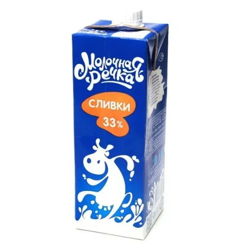 Сливки Молочная речка 33% 1л